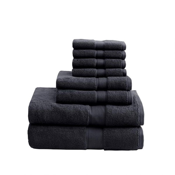Madison Park Cotton Towel Set - Black, 8-Piece Set MPS73-320 - main